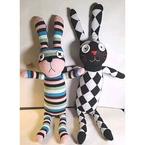 Set Of 2 Handmade Sockdoll  Creative Toys Co.  Stuffie Bunnies Bunny Easter